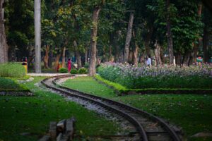 The green space inside Thong Nhat Park (Union Park) in Hanoi 